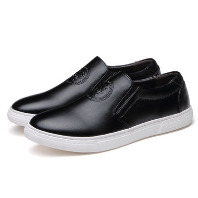 OEM ODM Άνδρες Slip On δερμάτινα παπούτσια Μαύρο / Καφέ με λευκή σόλα