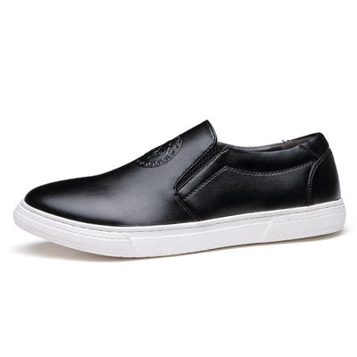 OEM ODM Άνδρες Slip On δερμάτινα παπούτσια Μαύρο / Καφέ με λευκή σόλα