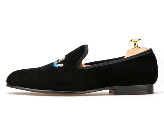 Κάνσουαλ Παντόφλες Άνδρες Βαλβούτ Loafers με Custom Σκελετό Έμβορυγμα Διακόσμηση