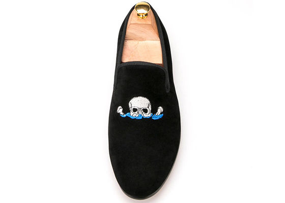 Κάνσουαλ Παντόφλες Άνδρες Βαλβούτ Loafers με Custom Σκελετό Έμβορυγμα Διακόσμηση