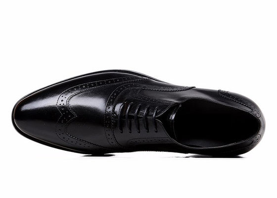 Goodyear ανδρικά μαύρα δερμάτινα παπούτσια, σκαλισμένα χειροποίητα ανδρικά επαγγελματικά παπούτσια