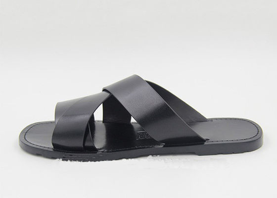 Μοντέλα ανδρικά δερμάτινα παντόφλες Flip Flops Μαύρα ανδρικά καλοκαιρινά δερμάτινα σανδάλια