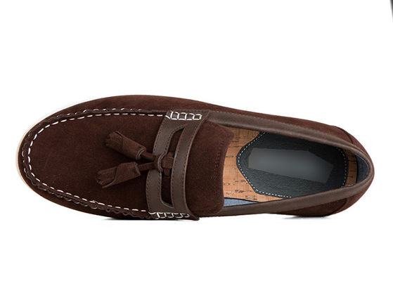 Ανθεκτικά ανδρικά κατεστημένα παπούτσια Tassels Flat Loafer Mens Brown Leather Driving Shoes