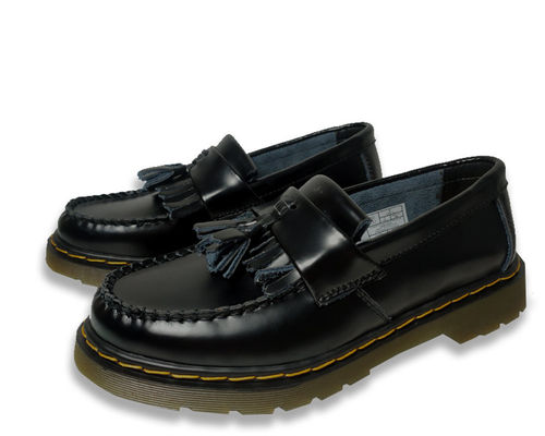 Μαύρες γυναίκες Adrian Tassel δερμάτινα Loafers μεγέθος προσαρμοσμένο για επίσημο / ασυνήθιστο