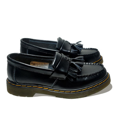 Μαύρες γυναίκες Adrian Tassel δερμάτινα Loafers μεγέθος προσαρμοσμένο για επίσημο / ασυνήθιστο