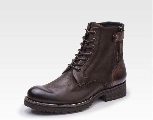 Κανονικό μέγεθος Άνδρες Καφέ Μπότες Chelsea Full Grain Leather High Top Casual