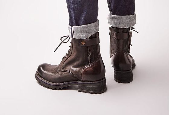 Κανονικό μέγεθος Άνδρες Καφέ Μπότες Chelsea Full Grain Leather High Top Casual