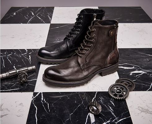Κανονικό μέγεθος Άνδρες Καφέ Μπότες Chelsea Full Grain Leather High Top Casual