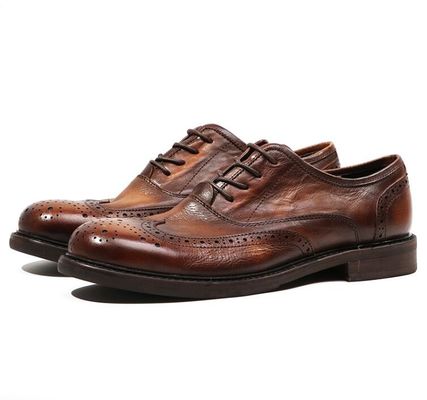 Ετικέτα Design Mens δερμάτινο φόρεμα παπούτσια με κοφτερό δάχτυλο Oxford καφέ δαντέλα επάνω φόρεμα παπούτσια