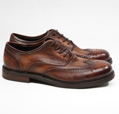 Ετικέτα Design Mens δερμάτινο φόρεμα παπούτσια με κοφτερό δάχτυλο Oxford καφέ δαντέλα επάνω φόρεμα παπούτσια