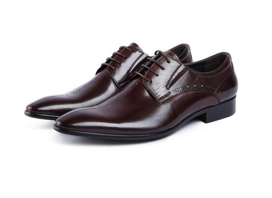 Ετικέτα Wingtip Oxford Luxury Mens δερμάτινα παπούτσια, σκαλισμένα γνήσια δερμάτινα παπούτσια