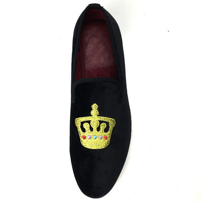 Λοξοφόρα μαύρα ανδρικά βελούδο Loafers στρογγυλό δάχτυλο του ποδιού αναπνευστική για το πάρτι / βράδυ