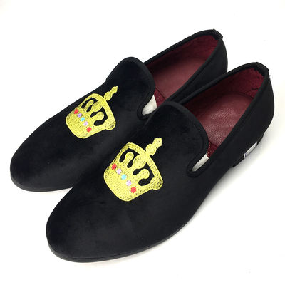 Λοξοφόρα μαύρα ανδρικά βελούδο Loafers στρογγυλό δάχτυλο του ποδιού αναπνευστική για το πάρτι / βράδυ