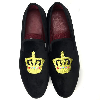 Λοξοφόρα μαύρα ανδρικά βελούδο Loafers στρογγυλό δάχτυλο του ποδιού αναπνευστική για το πάρτι / βράδυ