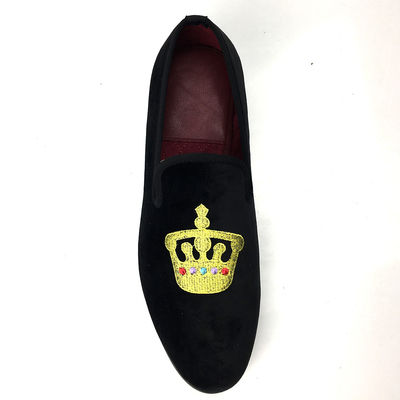 Λοξοφόρα μαύρα ανδρικά βελούδο Loafers στρογγυλό δάχτυλο του ποδιού αναπνευστική για το πάρτι / βράδυ