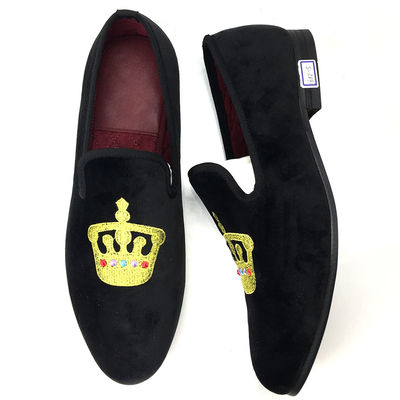 Λοξοφόρα μαύρα ανδρικά βελούδο Loafers στρογγυλό δάχτυλο του ποδιού αναπνευστική για το πάρτι / βράδυ