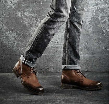 Δαχτυλόχαρτο ανδρικές μπότες αστραγάλων Wear ανθεκτικές Casual ανδρικές δερμάτινες μπότες καουμπόι