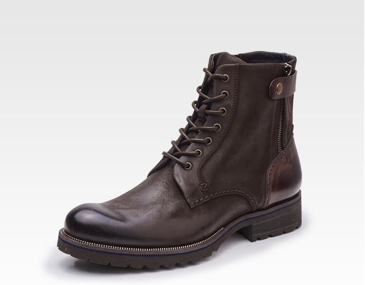 Κανονικό μέγεθος Άνδρες Καφέ Μπότες Chelsea Full Grain Leather High Top Casual